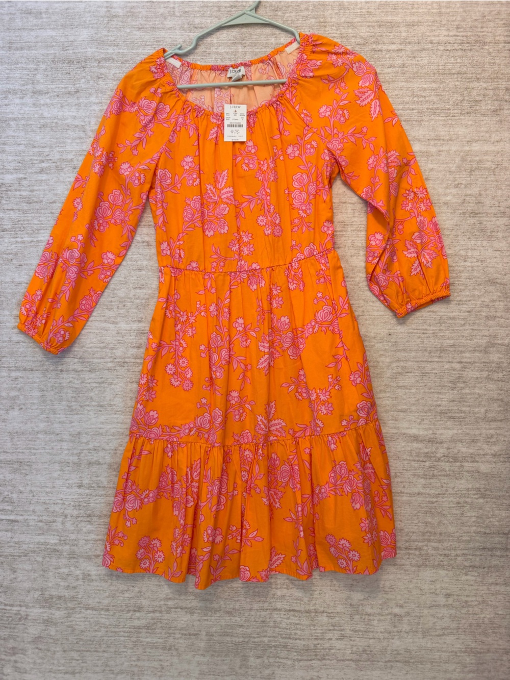 J. Crew Orange Jumpsuit with Pink Floral Print